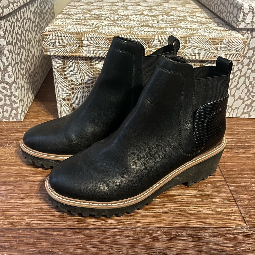 DV by Dolce Vita Black Chelsea Wedge Ankle Boots